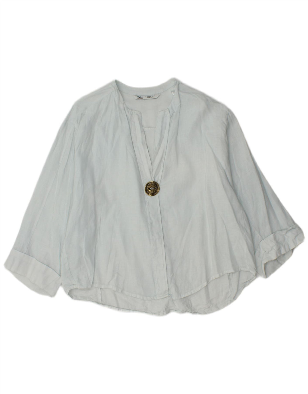 Damska bluzka oversize z rękawem 3/4 Zara UK 6 XS niebieska