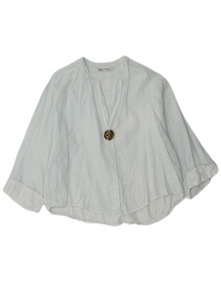 Damska bluzka oversize z rękawem 3/4 Zara UK 6 XS niebieska