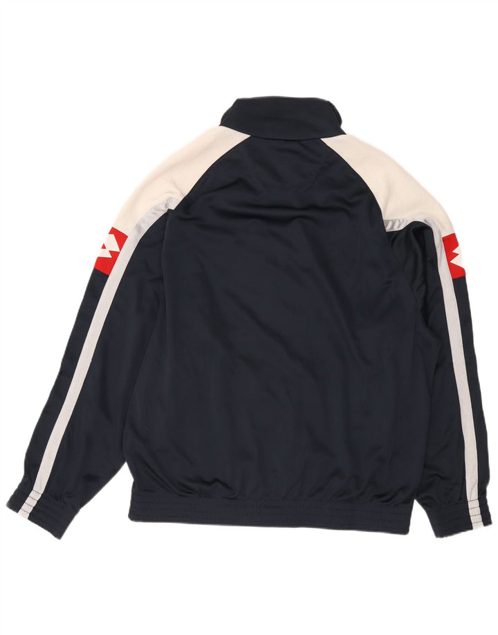 Męska kurtka dresowa LOTTO z grafiką XL, granatowa, poliester w blokach kolorów