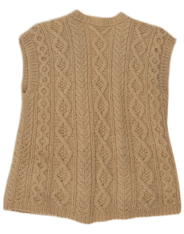 Sweter damski bez rękawów w stylu vintage, UK 14, średni beż