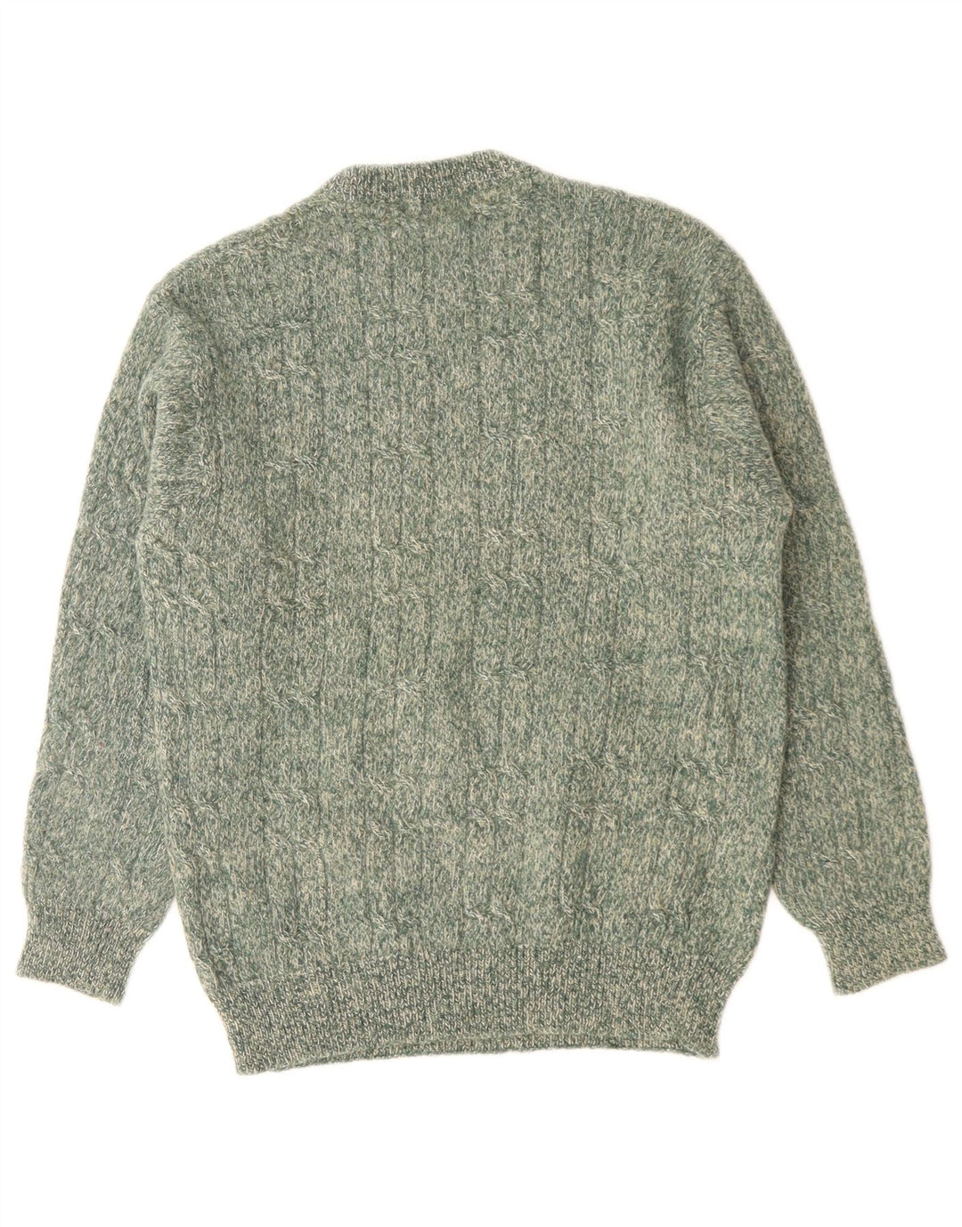 Męski sweter z okrągłym dekoltem Stefanel, mały, zielony, nakrapiany