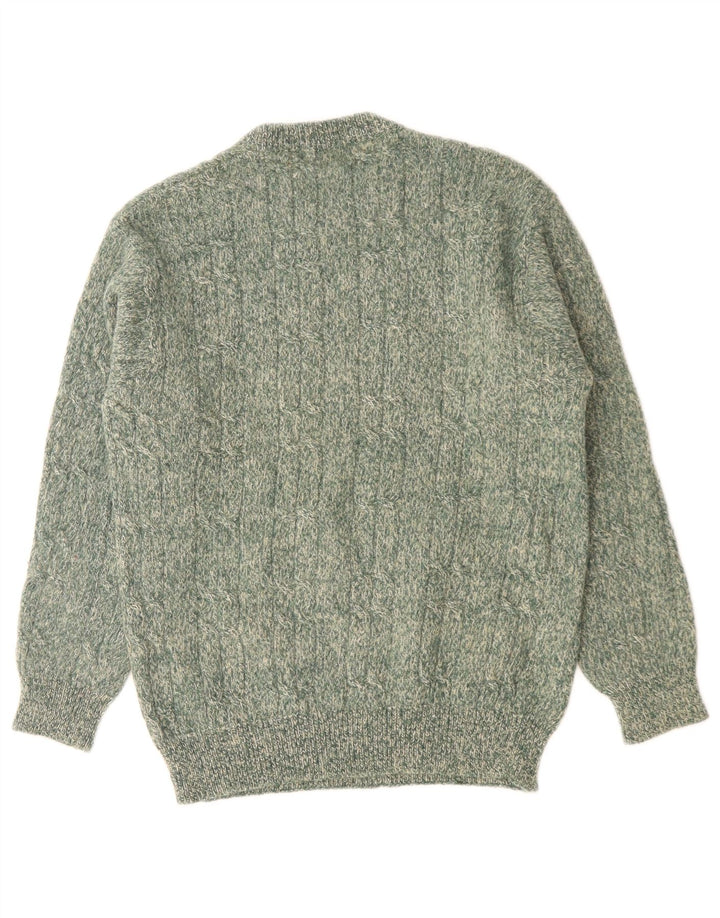 Męski sweter z okrągłym dekoltem Stefanel, mały, zielony, nakrapiany