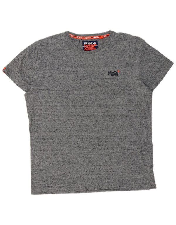 SUPERDRY Męski T-shirt Top 2XL Szara bawełna w plamki