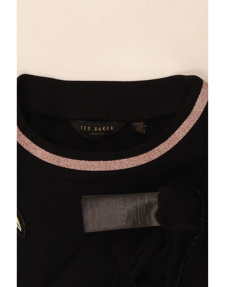 Damska bluza dresowa TED BAKER UK 14, średni czarny, kwiatowy poliester