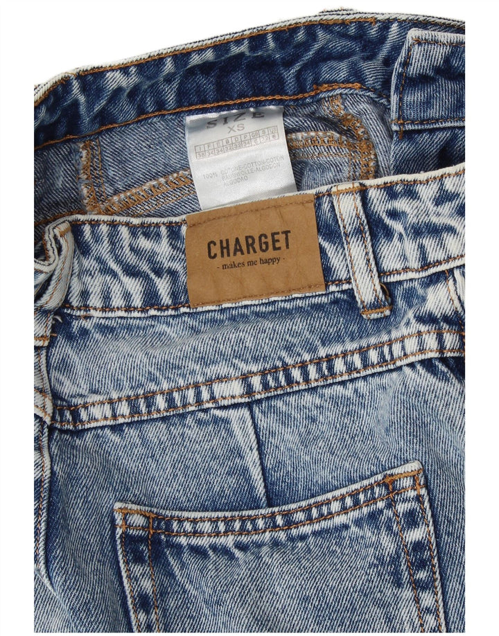 Damskie jeansy z wysokim stanem VINTAGE UK 6 XS W25 L25 Niebieskie bawełniane