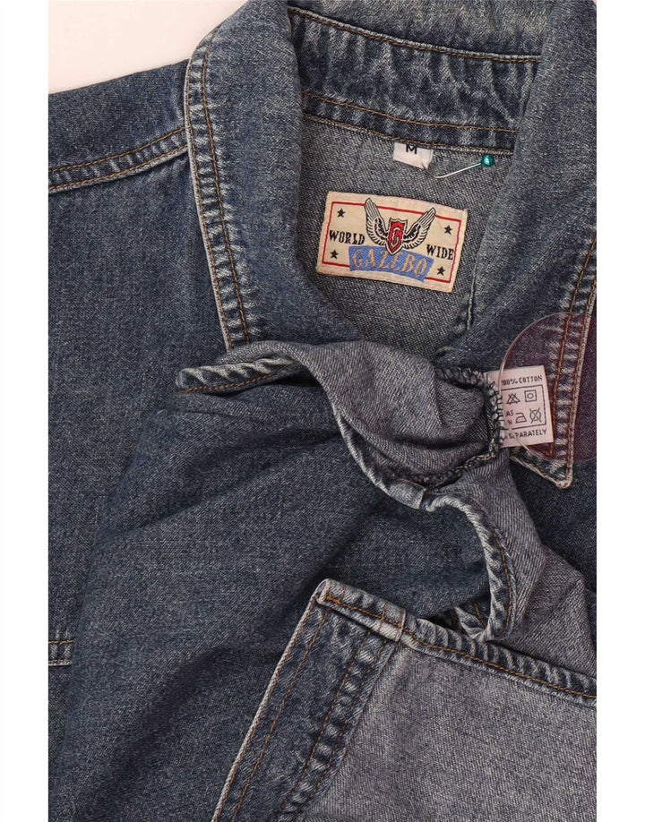 Męska koszula dżinsowa w stylu vintage, średnia, granatowa, bawełniana
