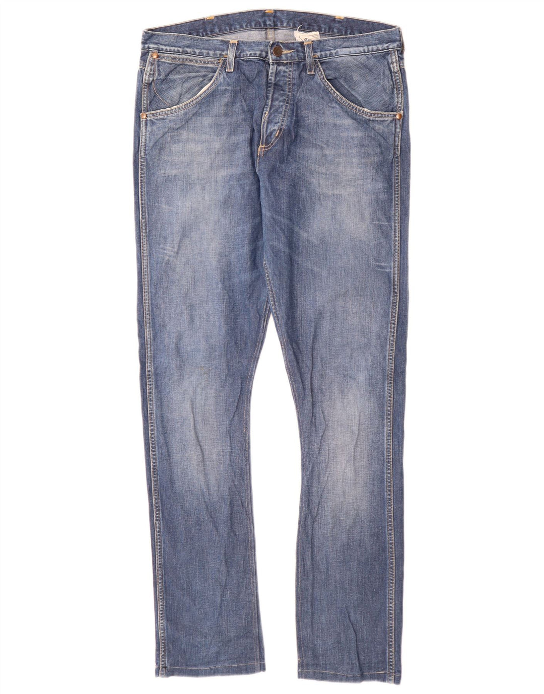 Wrangler Męskie 4 RRB Slim Jeans W34 L34 Niebieskie bawełniane