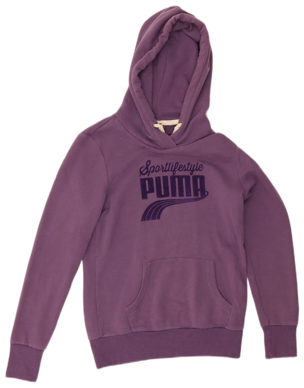 Damska bluza z kapturem Puma z grafiką UK 12, średnia fioletowa bawełna