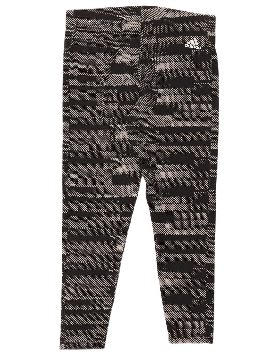 Damskie legginsy ADIDAS z grafiką UK 16/18, duże, czarne, bawełniane w paski