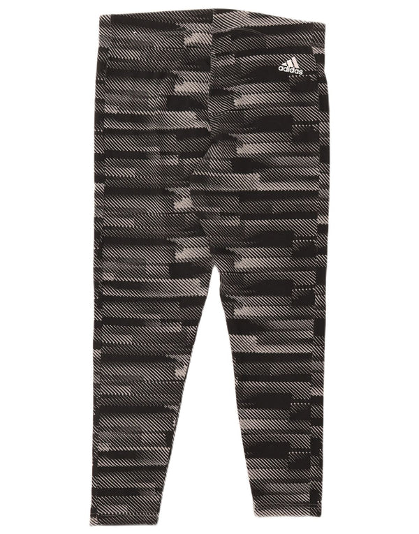 Damskie legginsy ADIDAS z grafiką UK 16/18, duże, czarne, bawełniane w paski