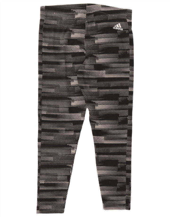 Damskie legginsy ADIDAS z grafiką UK 16/18, duże, czarne, bawełniane w paski