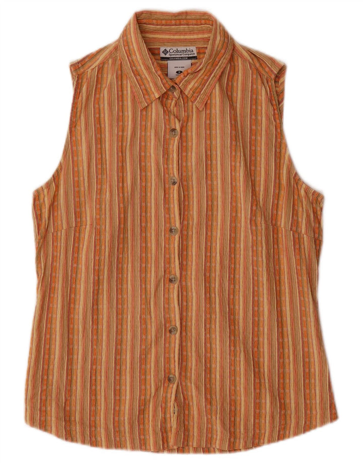 Damska bluzka koszulowa bez rękawów COLUMBIA UK 10 w małe wielokolorowe paski