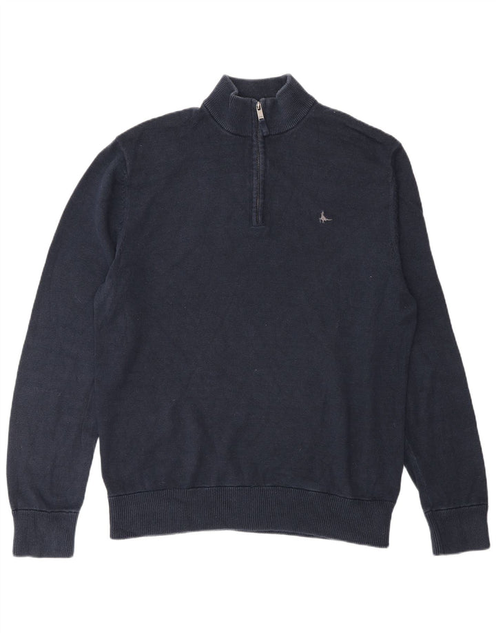 Jack Wills Męski sweter z zamkiem błyskawicznym, duży, granatowy, bawełniany