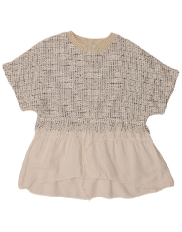 Zara Womens Blouse Top UK 14 Medium White Check Cotton