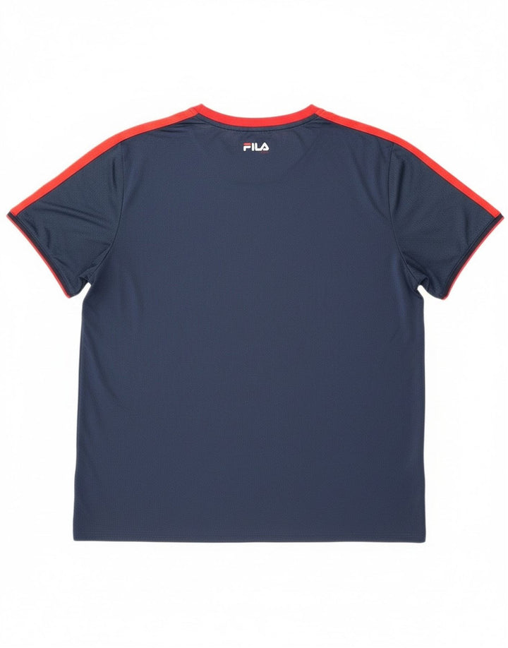 T-shirt męski Fila Top 2XL Granatowy poliester z blokami kolorów