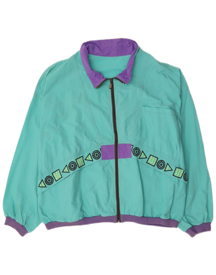 Vintage męska bluza dresowa XL niebieska geometryczna poliamid