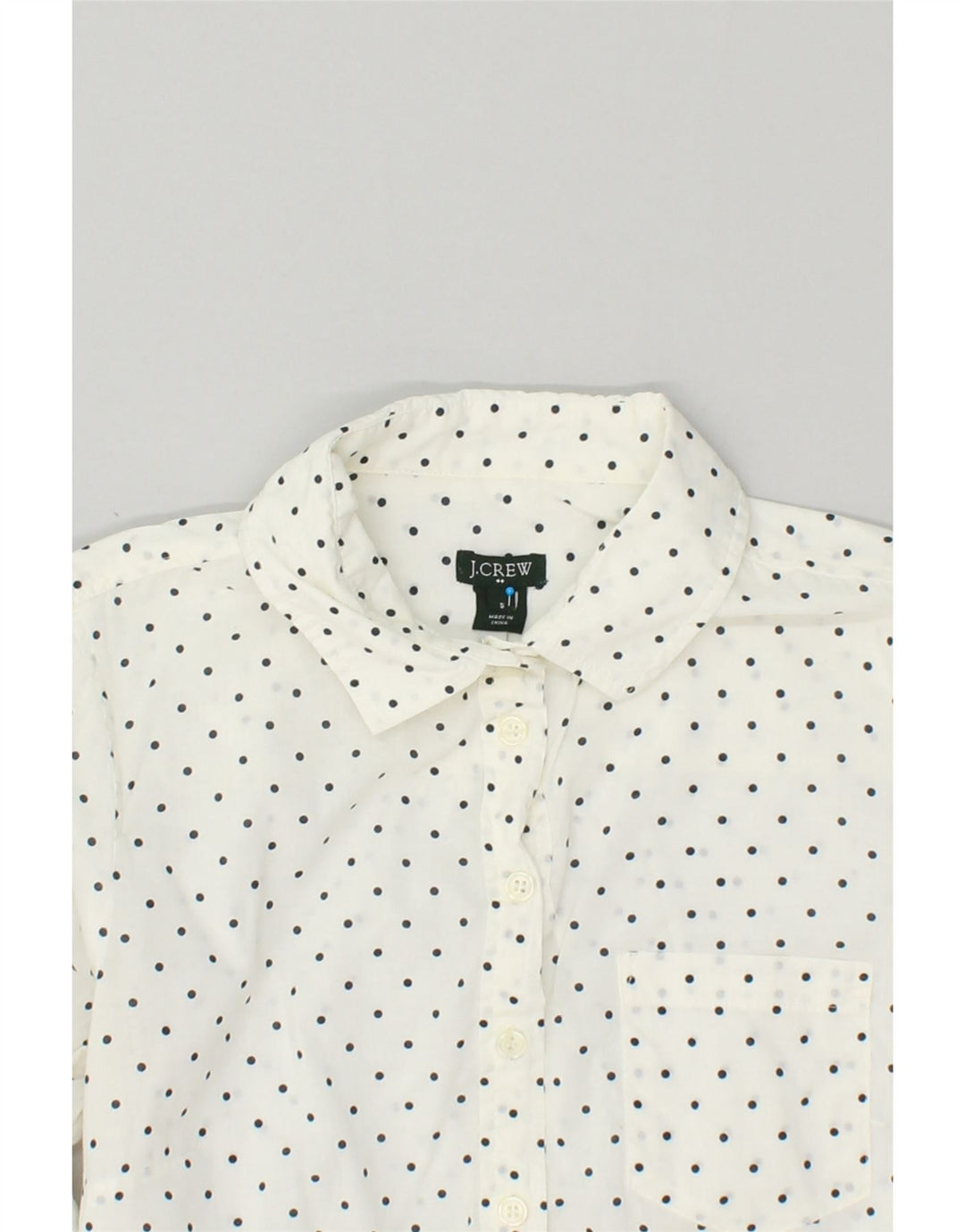 J. CREW Womens Pullover Shirt UK 10 Small White Polka Dot Cotton | Vintage J. Crew | Thrift | Second-Hand J. Crew | Used Clothing | Messina Hembry 