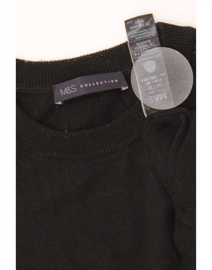 Marks & Spencer Damska sukienka sweterkowa UK 12 Średnia czarna wełna Merino