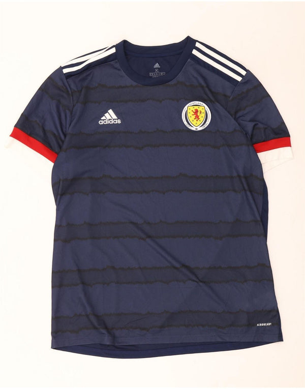 Adidas Męski T-shirt z grafiką Ferrari Top XL Granatowy poliester w paski