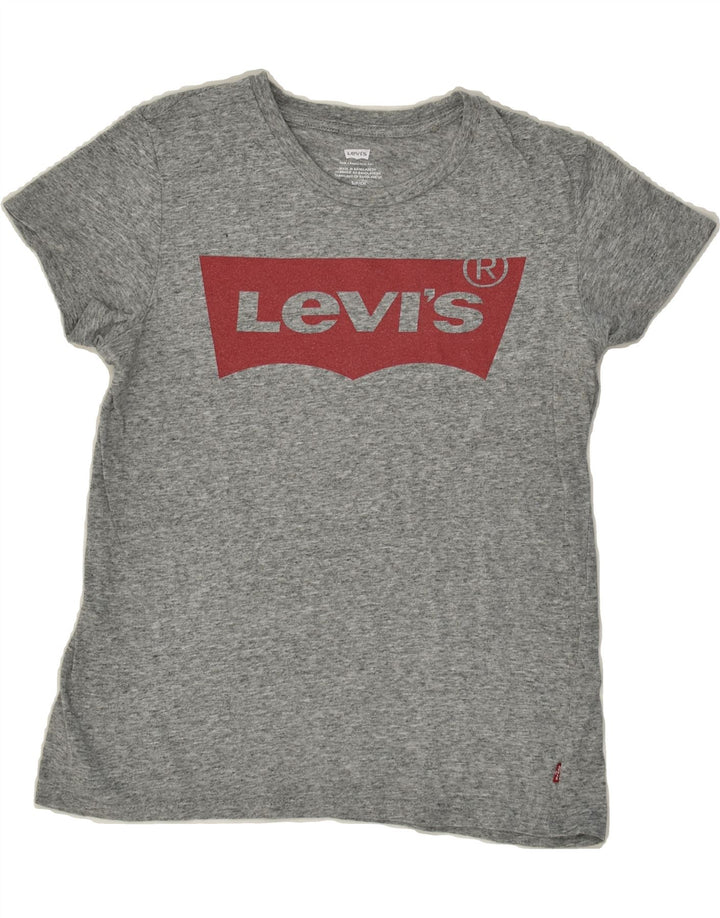LEVI'S Womens Graphic T-Shirt Top UK 10 Small Grey Flecked Vintage Levi's and Second-Hand Levi's from Messina Hembry 