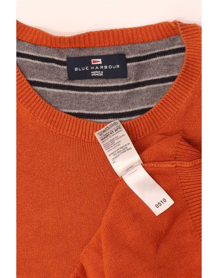 Marks & Spencer Męski sweter z okrągłym dekoltem w kolorze niebieskim, duży, pomarańczowy