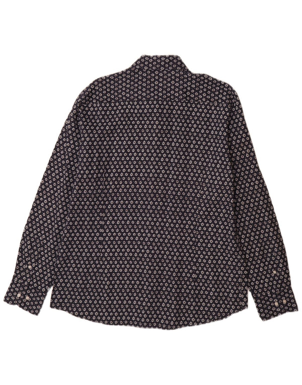 Koszula męska Massimo Dutti XL, granatowa, lniana w kwiaty