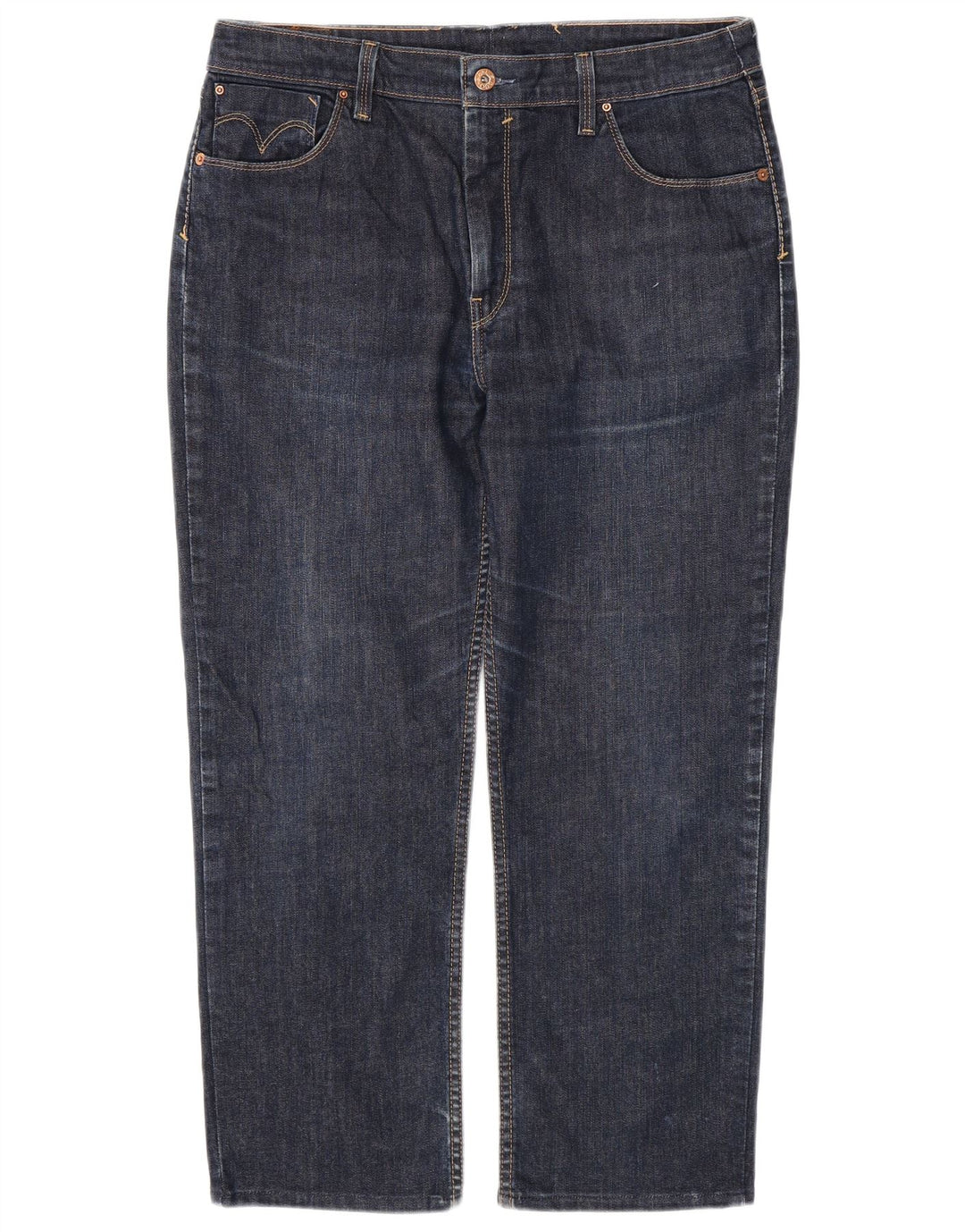 Damskie jeansy Crop Straight Levi's W34 L26 Granatowa bawełna