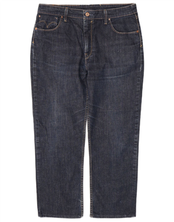 Damskie jeansy Crop Straight Levi's W34 L26 Granatowa bawełna