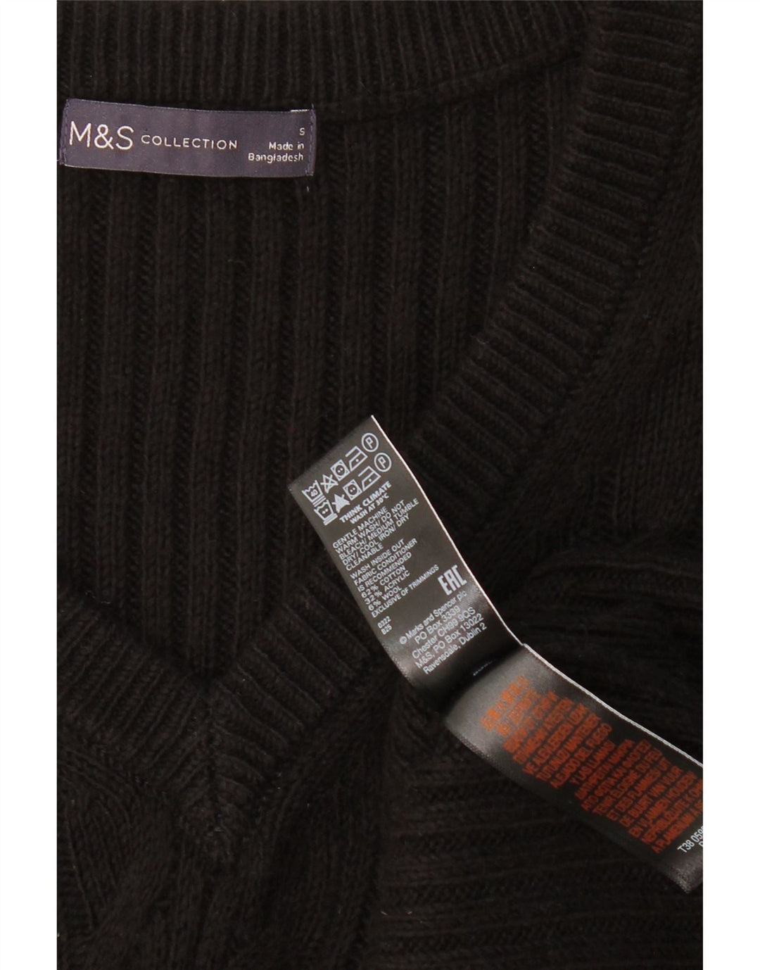 MARKS & SPENCER Damski podkoszulek z kamizelką oversize UK 10, mały, czarny, bawełniany