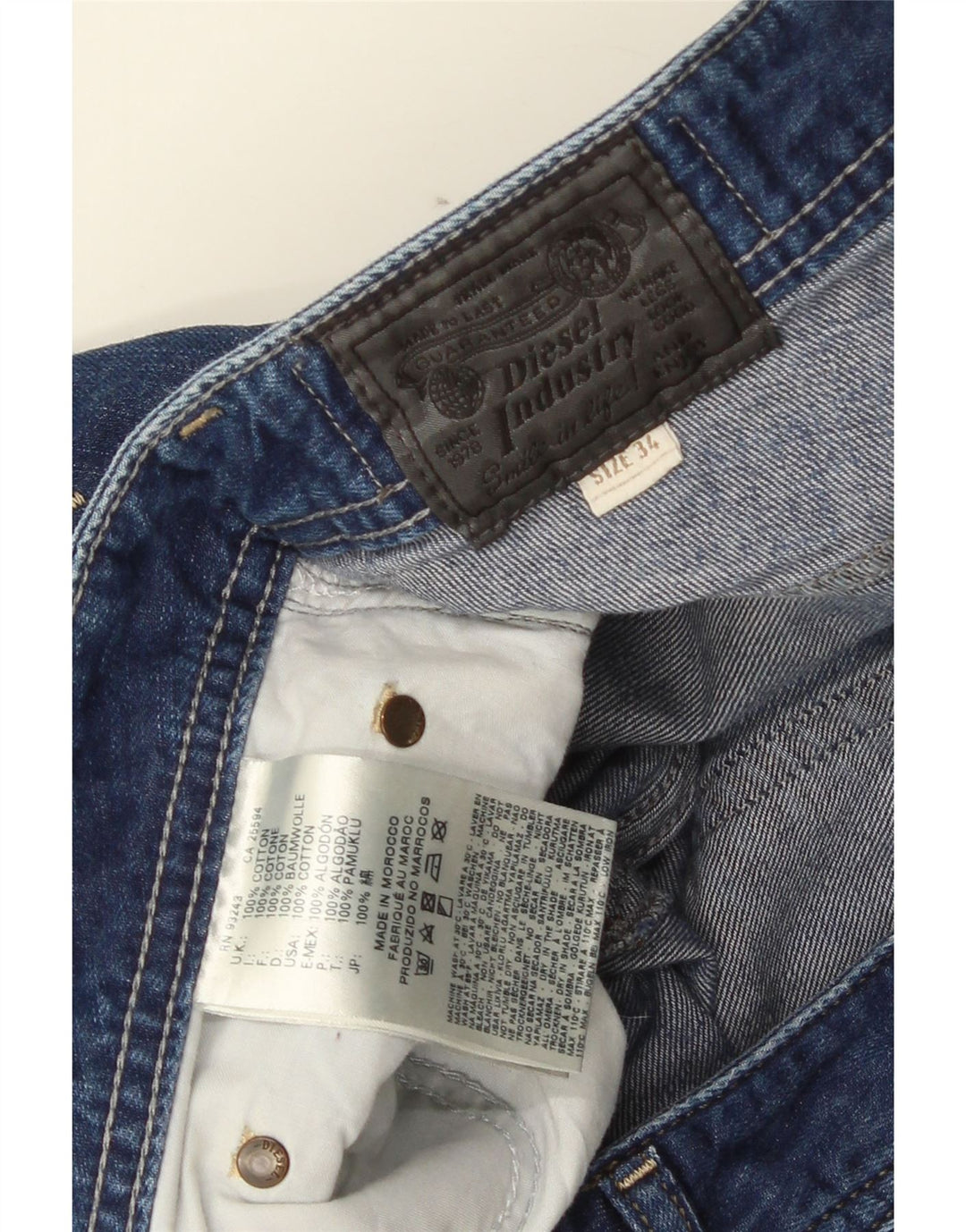 Damskie spodenki jeansowe Diesel w trudnej sytuacji W34, duże, niebieskie, bawełniane
