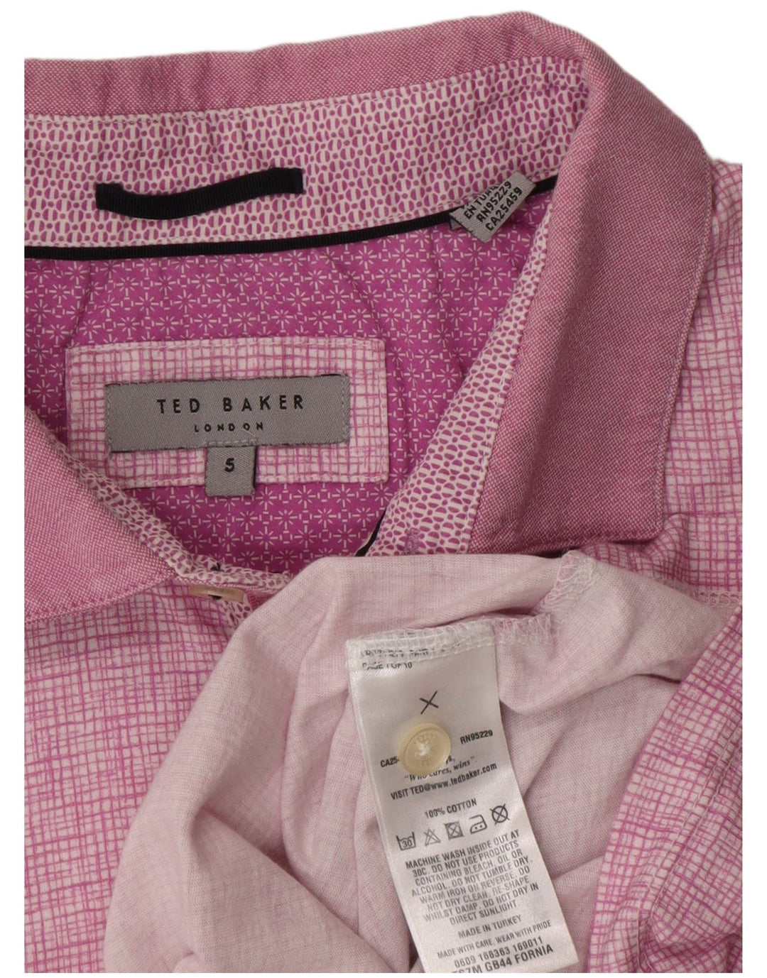 Męska koszulka polo Ted Baker, rozmiar 5 XL, bawełniana w fioletową kratkę