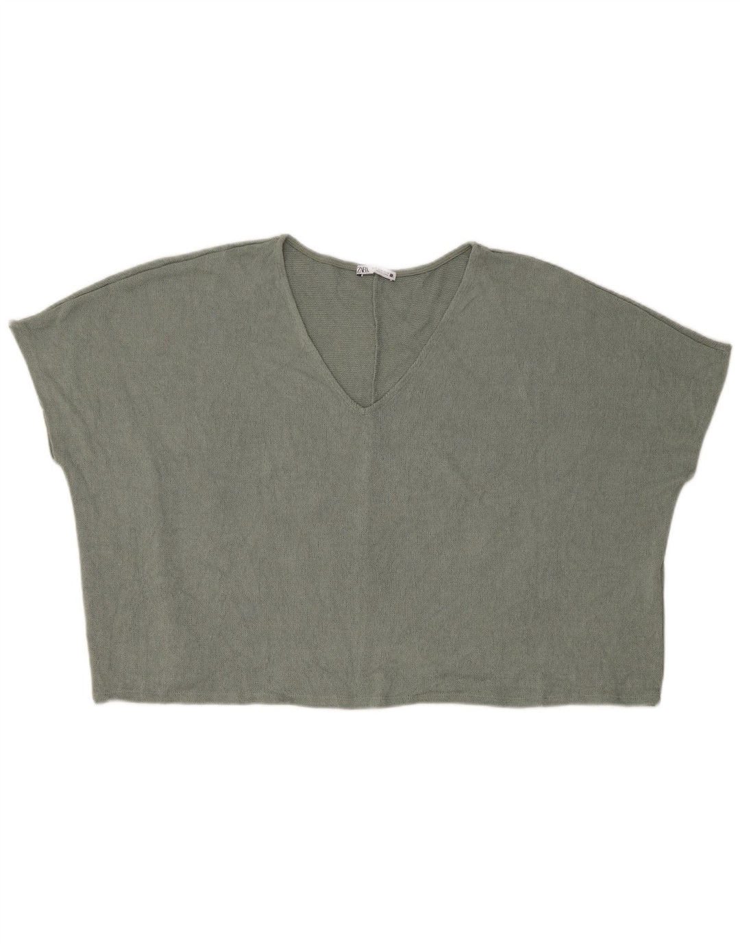 Damski krótki top z dzianiny o kroju oversize Zara UK 14, średnio zielona wiskoza