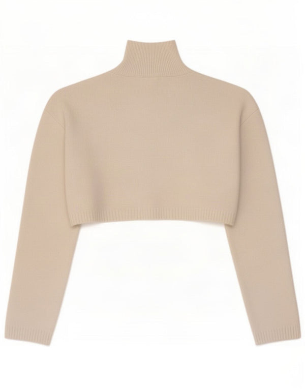 Sweter damski Zara Crop Oversize z golfem UK 10 Small White