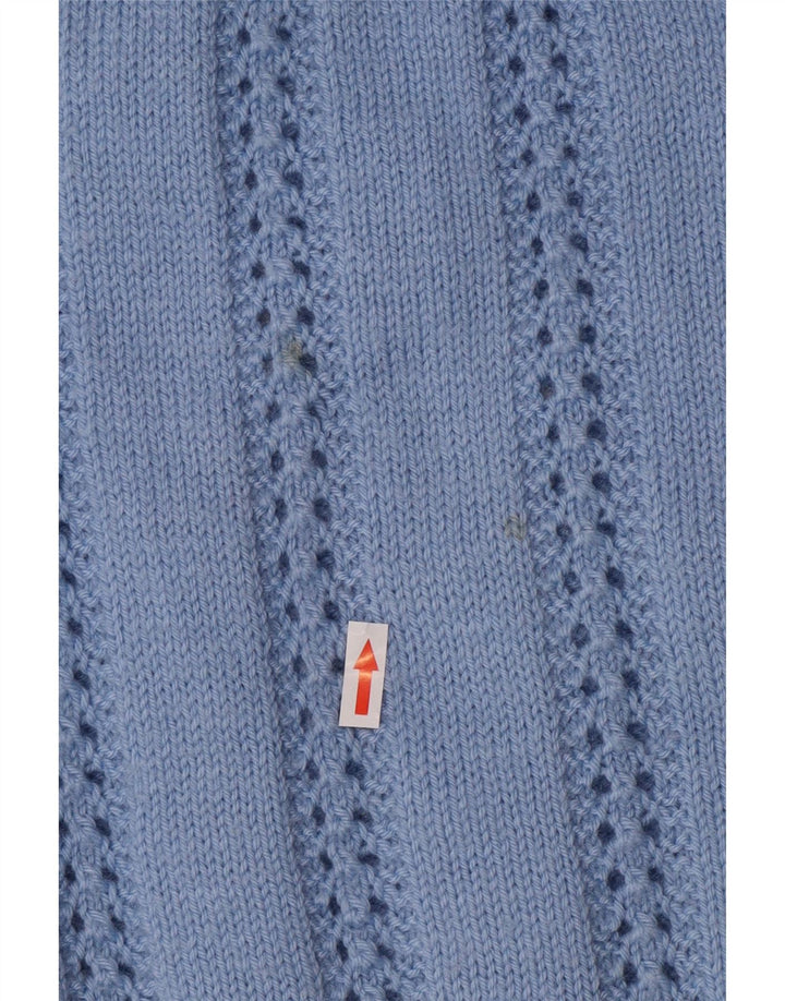 Sweter damski w stylu vintage z wywijanym dekoltem UK 14, duży niebieski