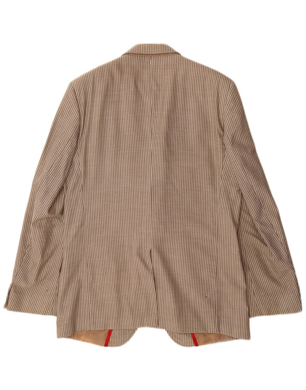 Hugo Boss Mens 2 Button Blazer Jacket EU 54 2XL Grey Pinstripe Virgin Wool