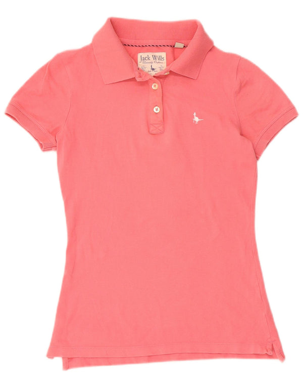 Damska koszulka polo JACK WILLS UK 8, mała, różowa, bawełniana