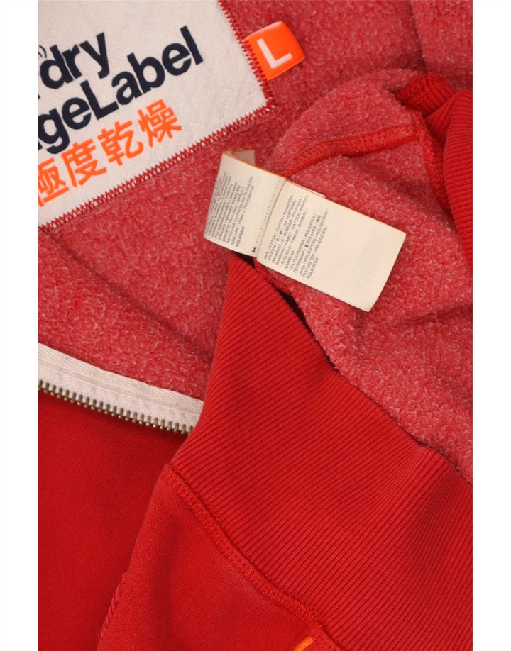 Męski sweter z kapturem i zamkiem błyskawicznym Superdry, duży, czerwony, bawełniany