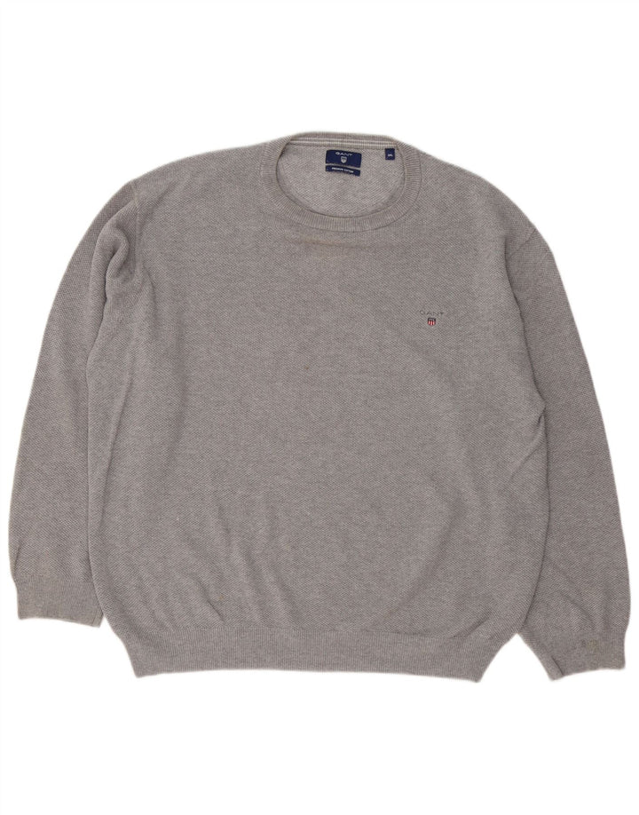 Męski sweter z okrągłym dekoltem Gant 3XL, szara bawełna
