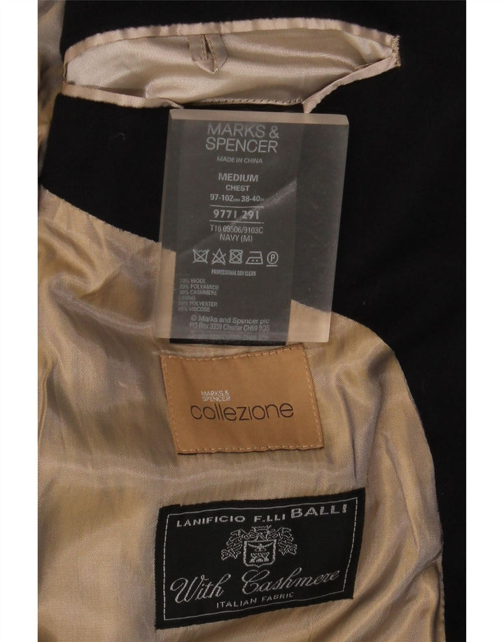 Marks & Spencer Płaszcz męski UK 38 Średni granatowy wełniany