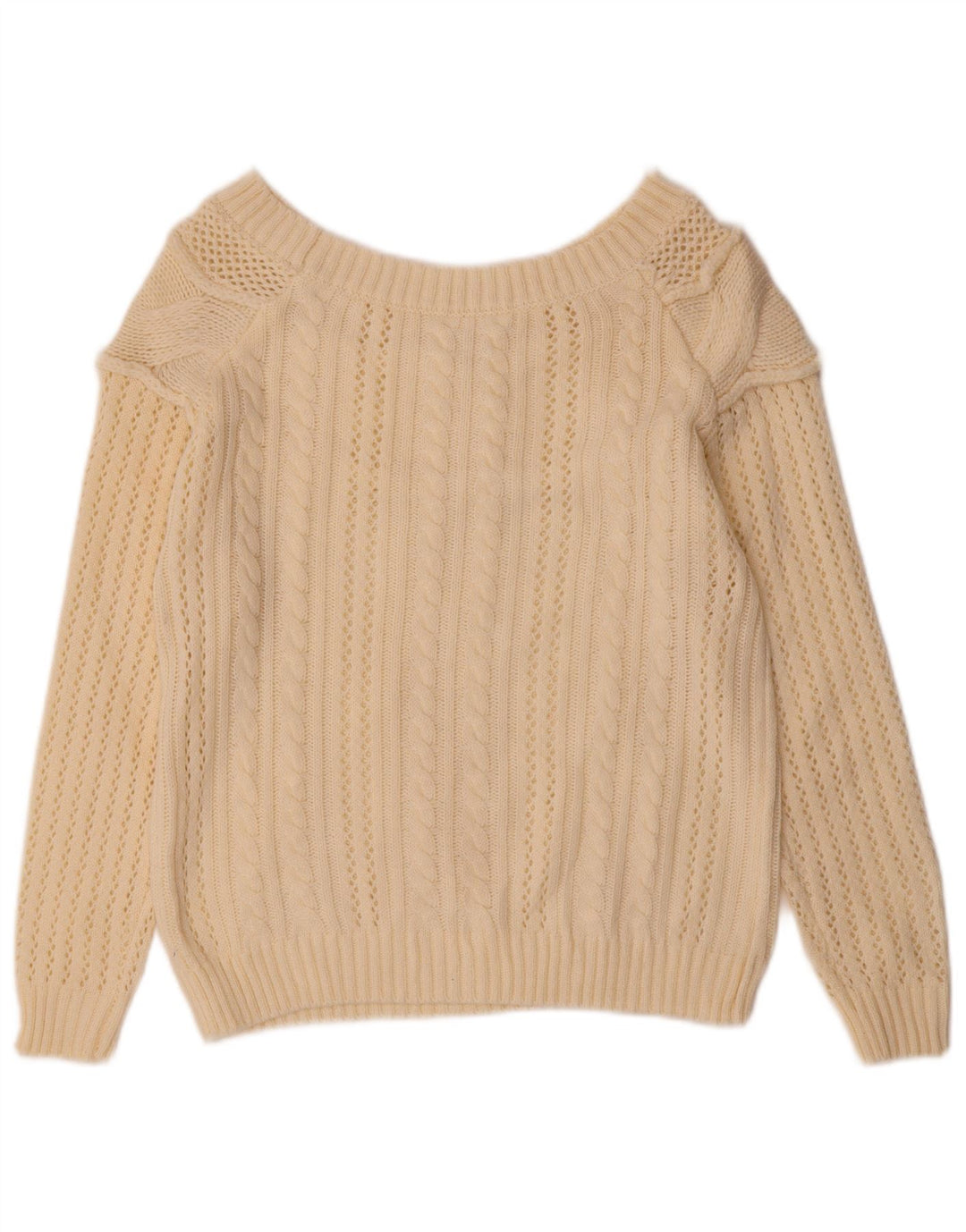 Sweter damski w stylu vintage, z dekoltem w łódkę, UK 12, średni, w kolorze złamanej bieli