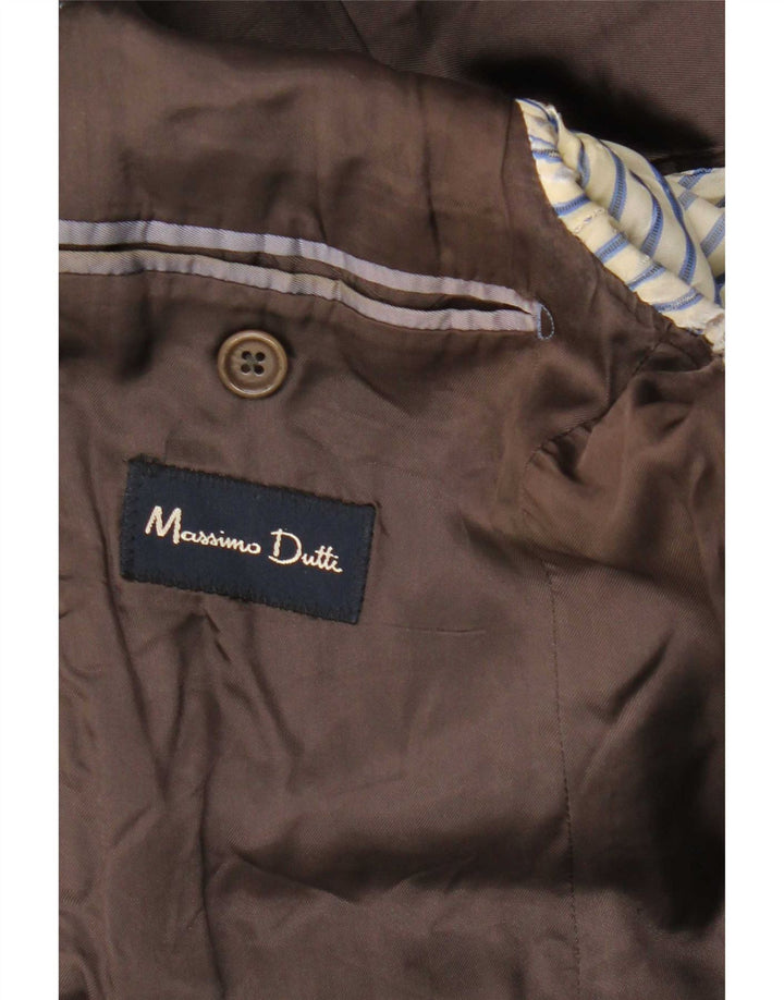 Męska marynarka zapinana na 2 guziki Massimo Dutti EU 40 Średnioszara wełna w prążki