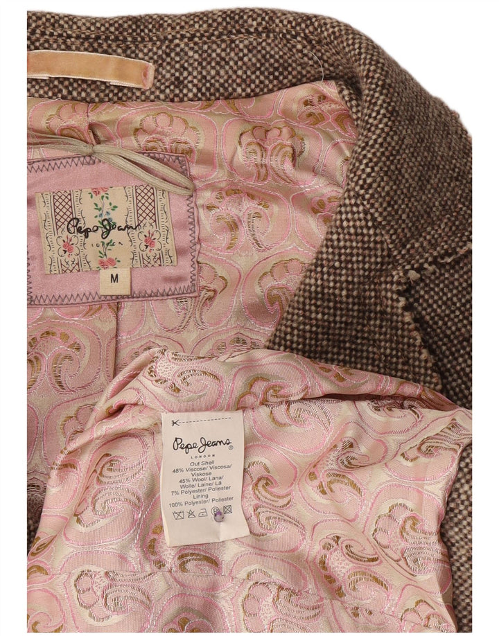 Damska marynarka PEPE Jeans zapinana na 2 guziki UK 12, średnioszara wiskoza
