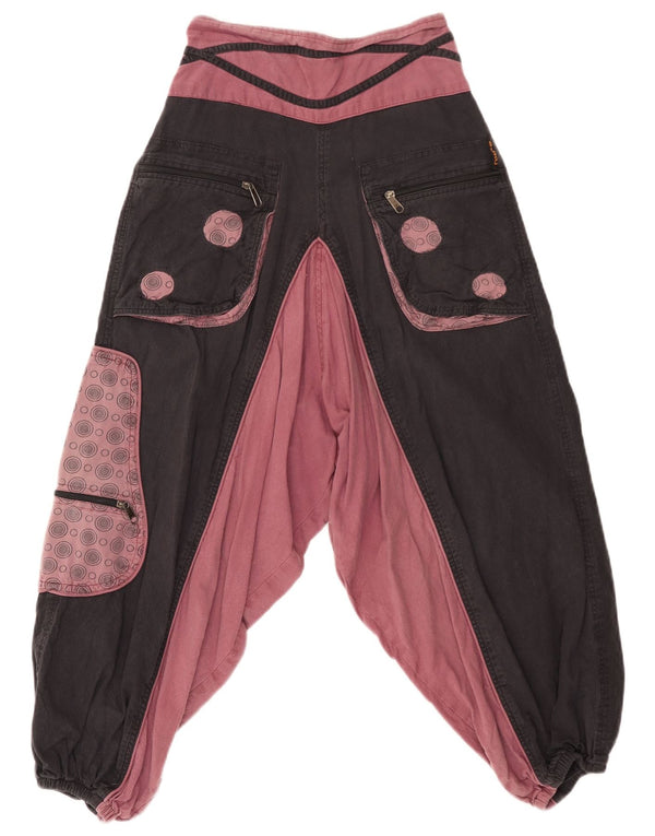 Damskie spodnie haremowe Guru Joggers Medium W28 L23 Czarna bawełna z blokami kolorów