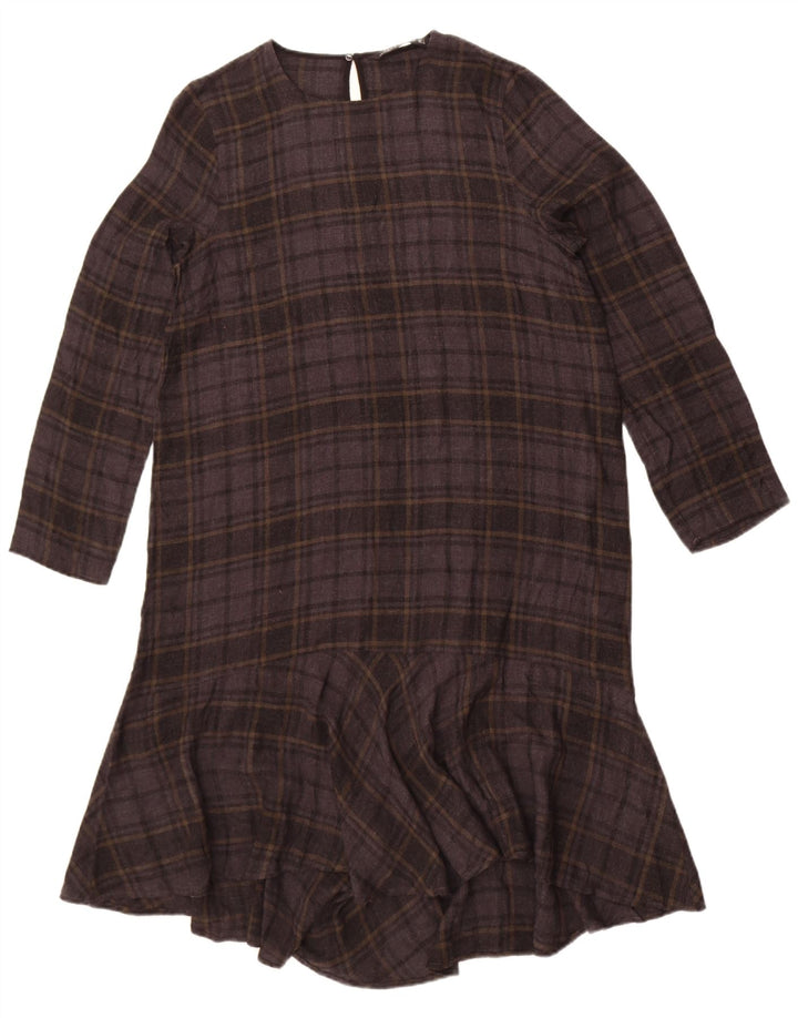 Damska sukienka z długim rękawem i obniżoną talią Zara UK 14, duża szara krata