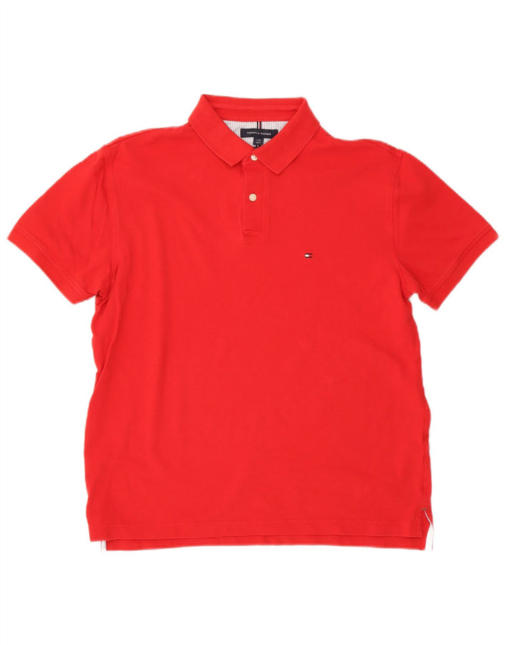 Męska koszulka polo Tommy Hilfiger o regularnym kroju, duża, czerwona, bawełniana