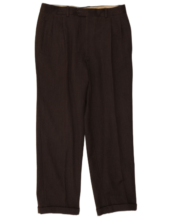 Vintage męskie spodnie garniturowe W32 L28 brązowe