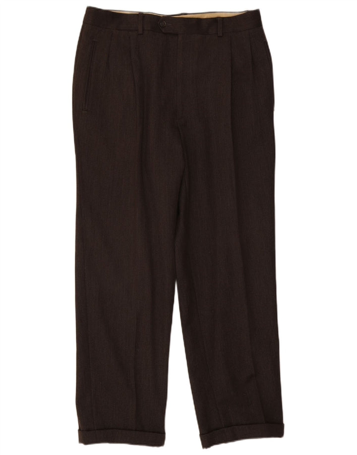 Vintage męskie spodnie garniturowe W32 L28 brązowe