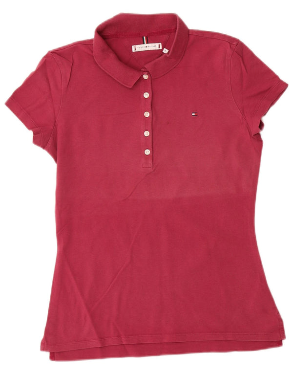Damska koszulka polo Tommy Hilfiger UK 12, średnia czerwona bawełna