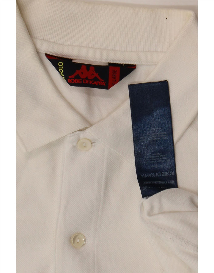 KAPPA Mens Polo Shirt XL White Cotton Vintage Kappa and Second-Hand Kappa from Messina Hembry 