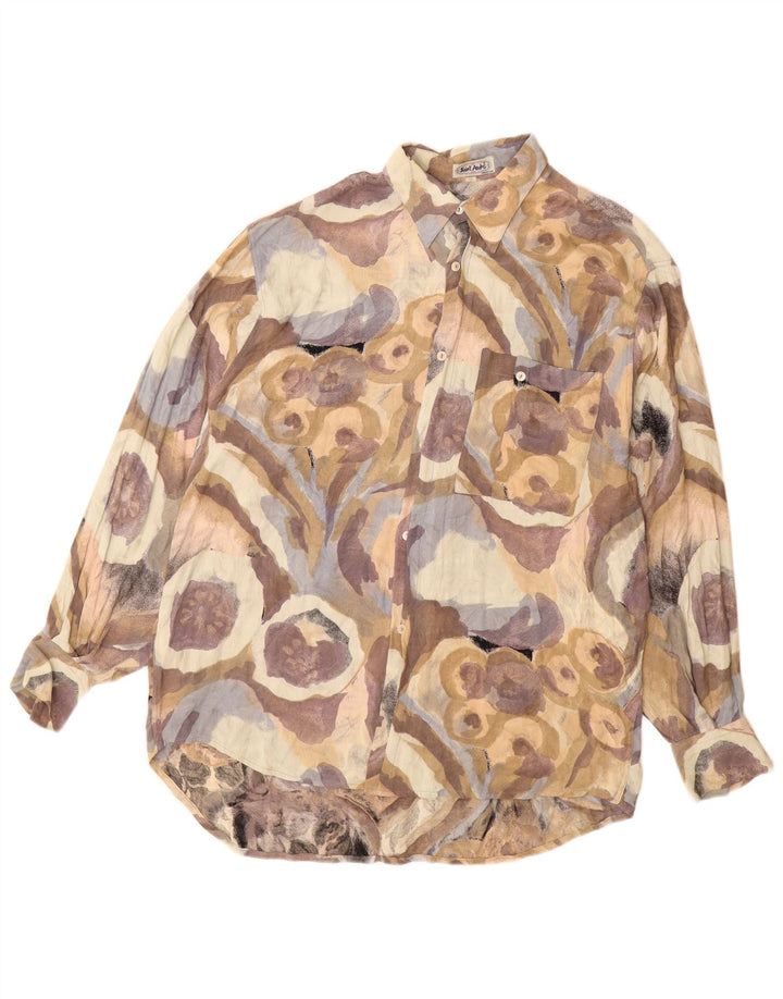 Męska koszula o luźnym kroju w stylu vintage, abstrakcyjny wzór, średnia, wielobarwna wiskoza